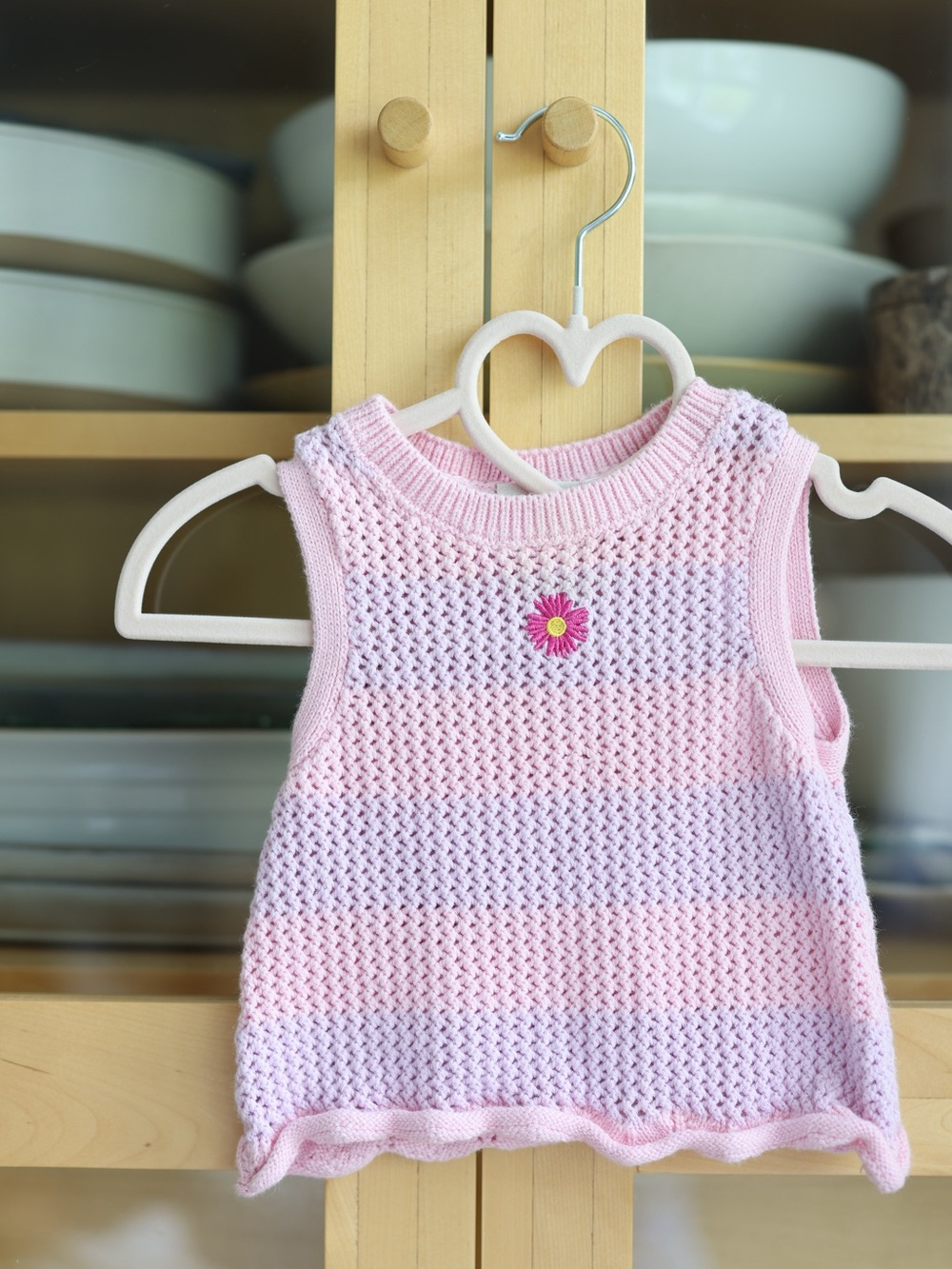 Zara Pink and Lavender Striped Knit Tank with Daisy